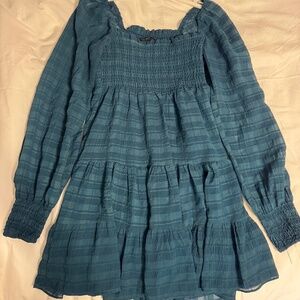 Urban Outfitters River Smocked Long Sleeve Mini Dress